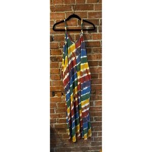 Zenana Cami Maxi Dress 1X – Rainbow Tie Dye – Soft Stretch Summer Beachwear‎